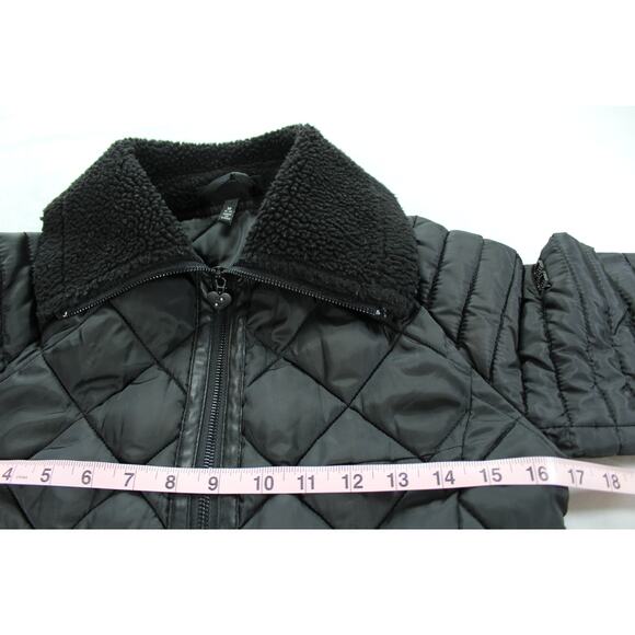XOXO Girls M (8-10) Quilted Puffer Jacket Coat Black Sherpa Collar - Picture 10 of 11